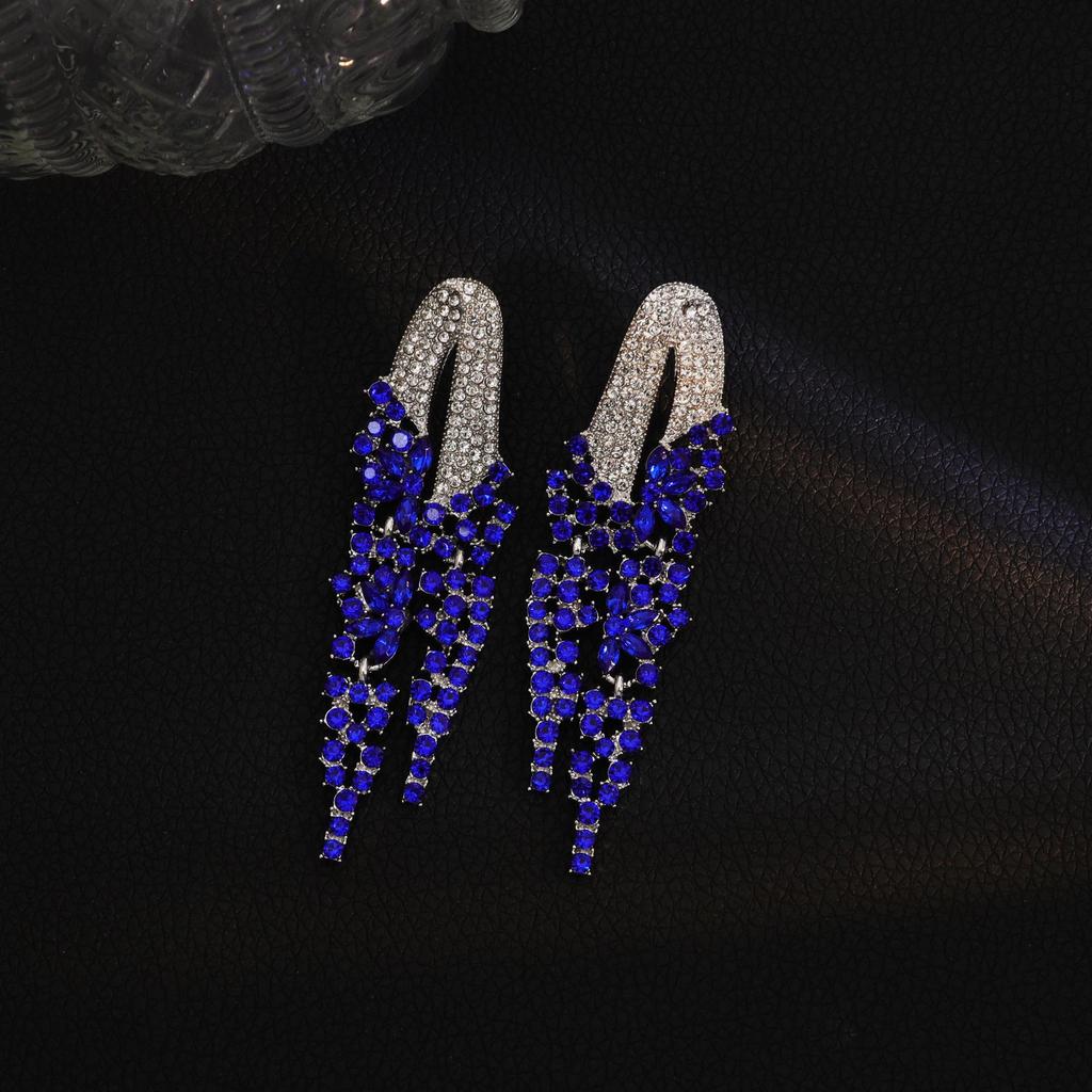 Luxury Colored Gem Tassel Earrings: High-End Diamond Long Dangle Earrings for Evening Gowns