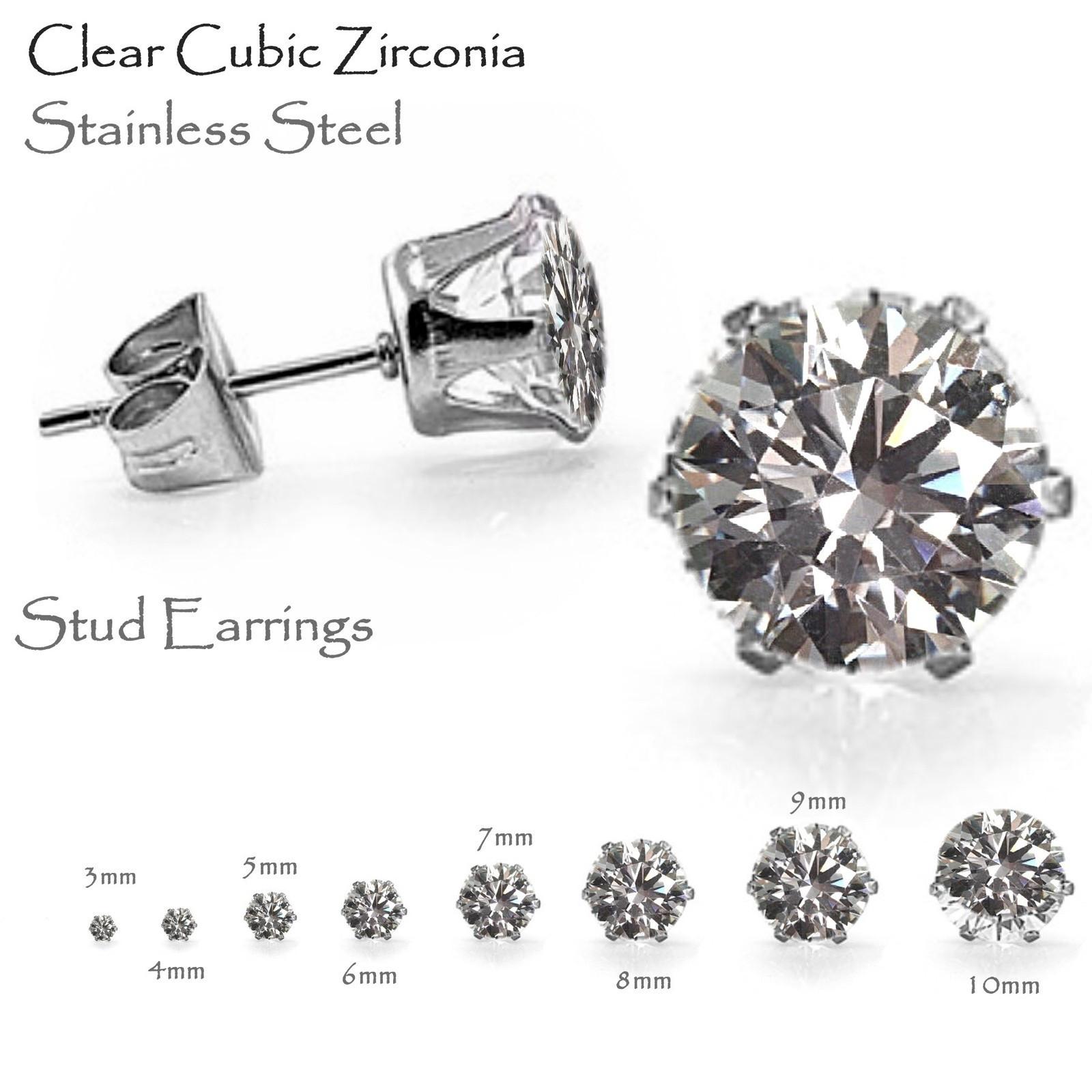 

LUXUSTEEL 10Pairs 316L Stainless Steel Different Color Round/Square Shaped Brilliant Cubic Zircon Stud Earrings Sets Bijoux 3mm