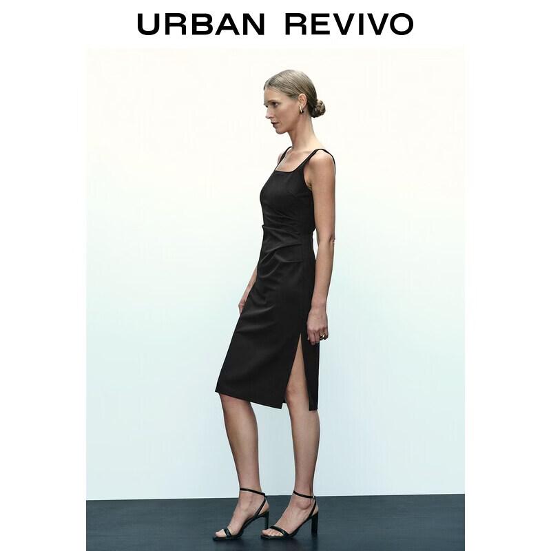 UR2026 Women s Pleated Slit Sleeveless Midi Dress S