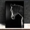 Arte Animal blanco y negro, pintura en lienzo de caballos, arte de pared, carteles e impresiones en lienzo, cuadros de pared modernos para decoración para sala de estar