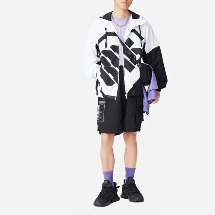 Li-Ning SS22 Badfive Series Letter Print Loose Sports Hooded Jacket Men Outerwear White AFDS075-1