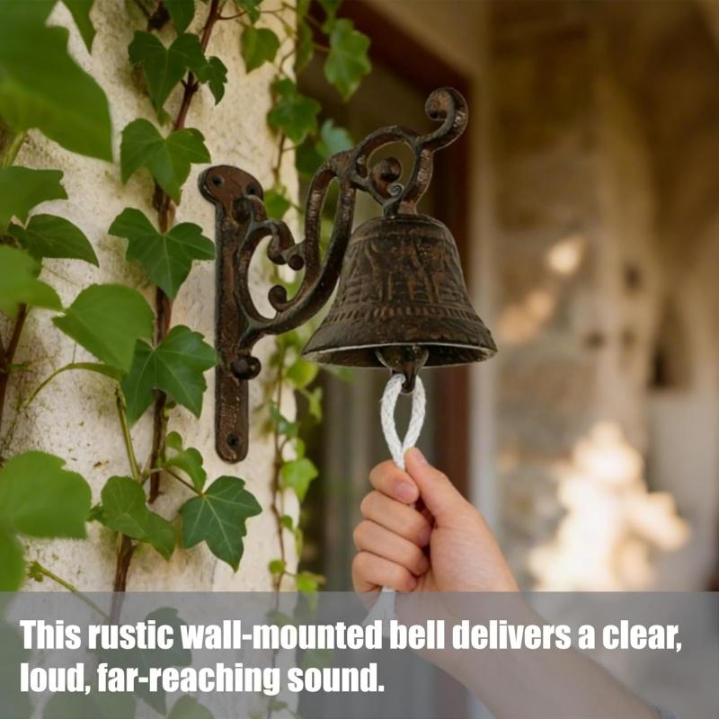 Rusty Iron Door Bell Rustic Bracket Wall Mounted Doorbell Home House Porch Decor