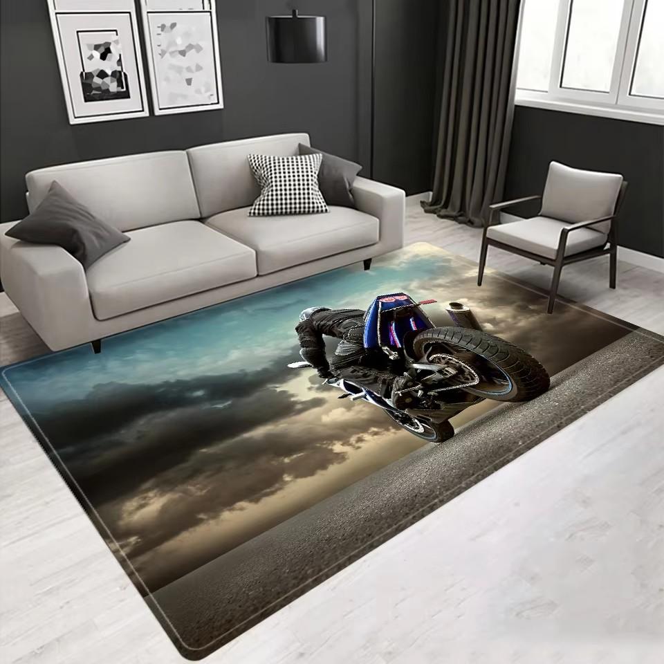 Vintage Classic Motorcycle Garage 3D Printed Carpet Living Room Retro Race Car Large Rug Home Decor Bedroom Non-Slip Floor Mat