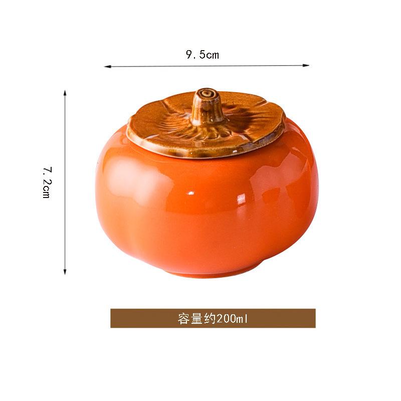 Ruyi tea set Household high temperature resistant tea can Kung Fu tea set gift box with persimmon ceramic tea can