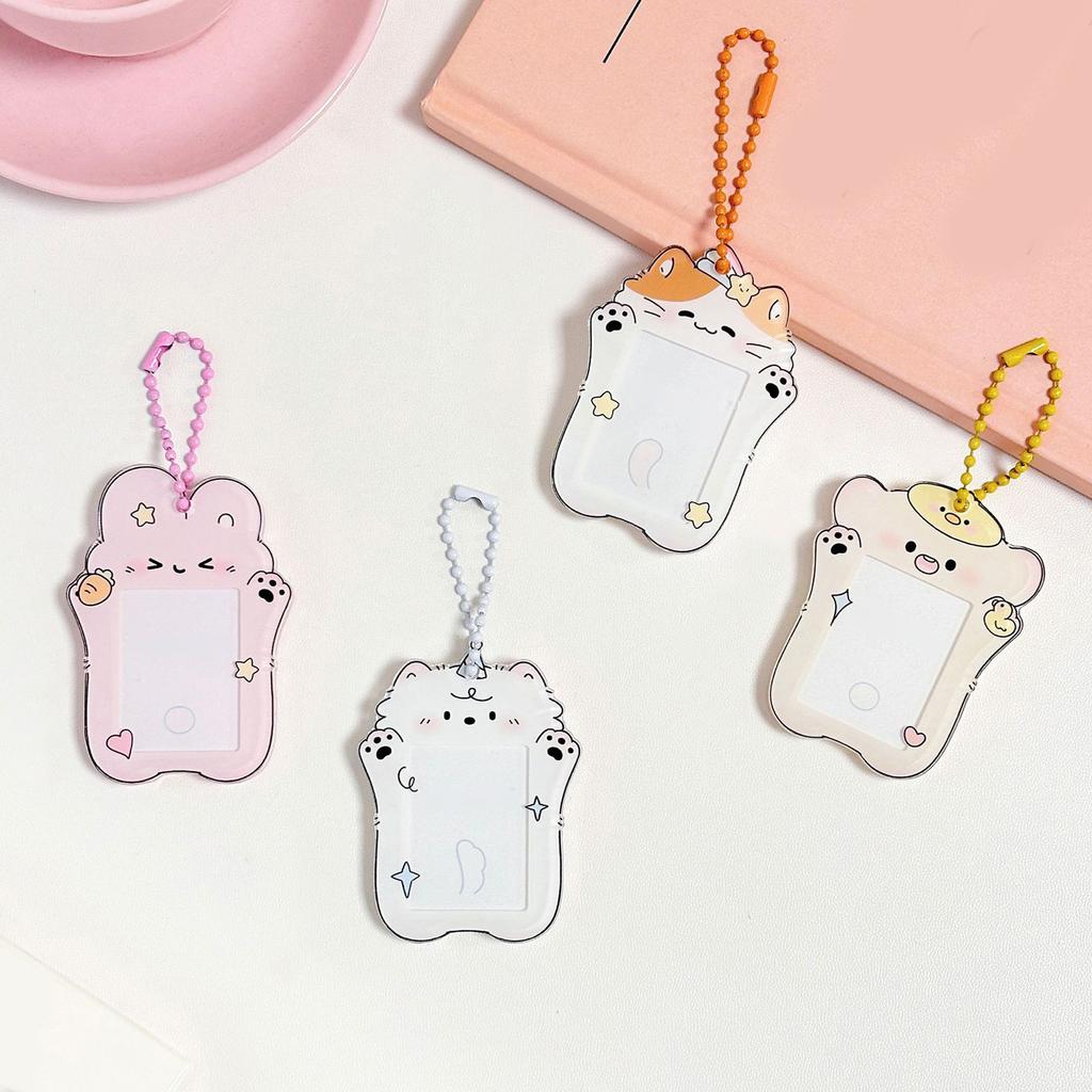 Kpop Photocard Holder Keychain ID Badge Holder with Keychain Student Bus Card Pendant Keychain for School Office Travel