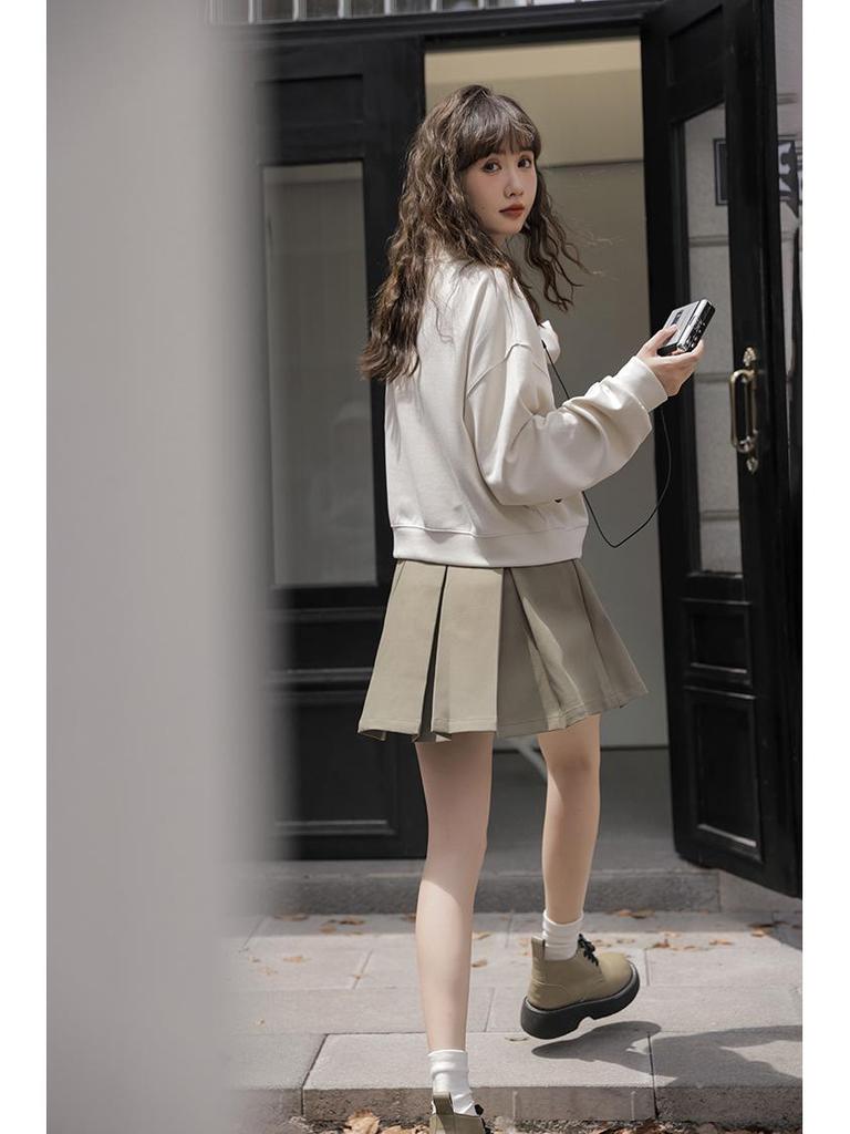 Europäischer Stil Übergröße High Waist Sweatshirt für Damen - 2025 Frühling/Herbst Kollektion: Lockere Passform, Schlankmachend, Stehkragen, Kurzes Oberteil