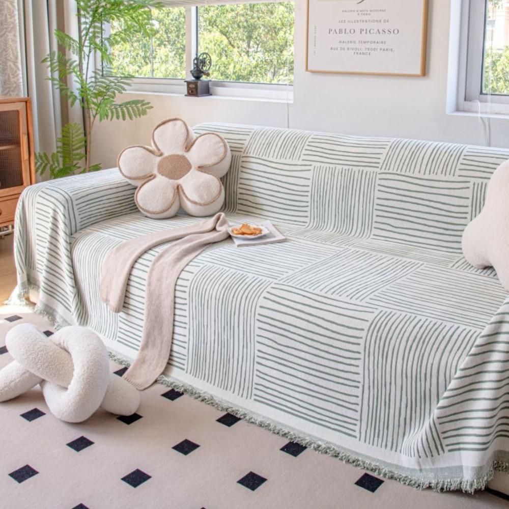 Chenille Line Sofa Cover Mat Throw Blankets Living Room Couple Position  Modern  Camping Picnic Blanket Cover
