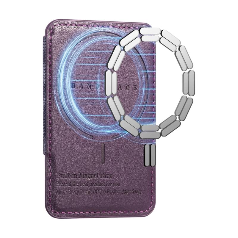 Magnetic Cellphone Credit Card Holder Sleeve for Phone 17 Series Case Pouch with Strap Back Wallet Card Holder фиолетовый
