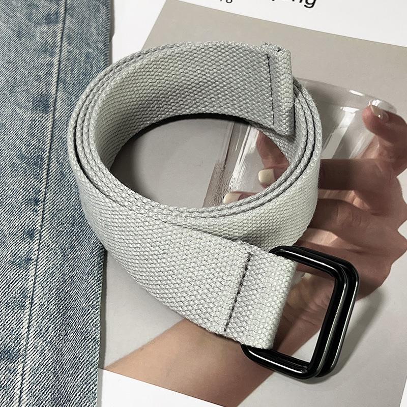 

Ремень унисекс с двойной пряжкой из холста для джинсов и комбинезонов - модный стиль милитари 110cm*3.8cm серый