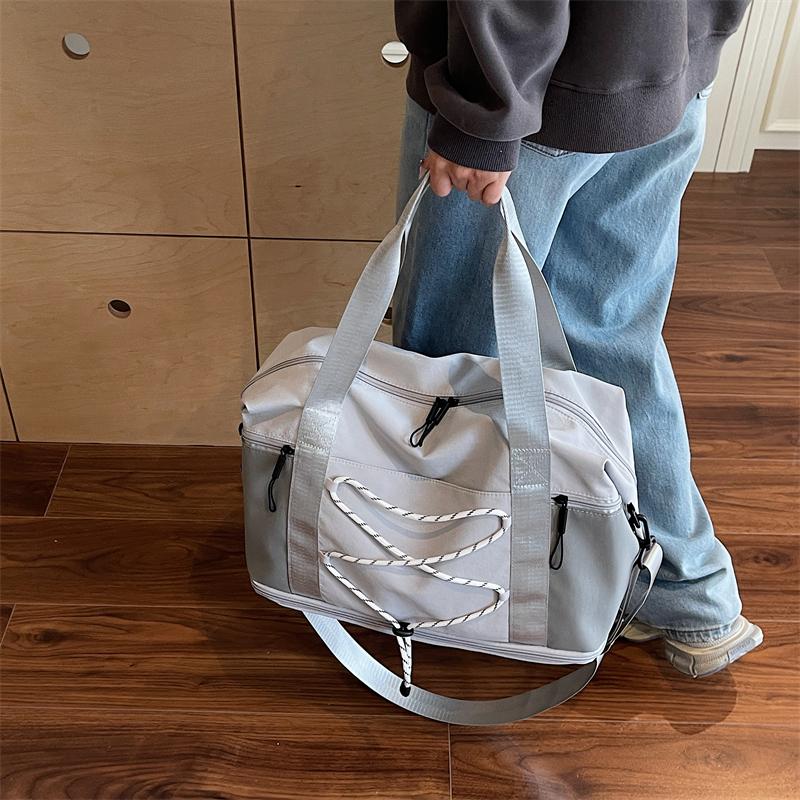 Casual Casual Tote Bag Lightweight Solid Color Travel Luggage Bag Drawstring Portable Oxford Cloth Shoulder Bag Travel