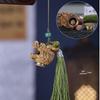 Pear Blossom Carved Gourd Pendant: Wood Ornament & Diffuser Keychain
