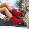 Women's Plus Size New European American Style Chunky Heel Western Cowboy Leather Boots Mid Calf Fashion Martin Boots