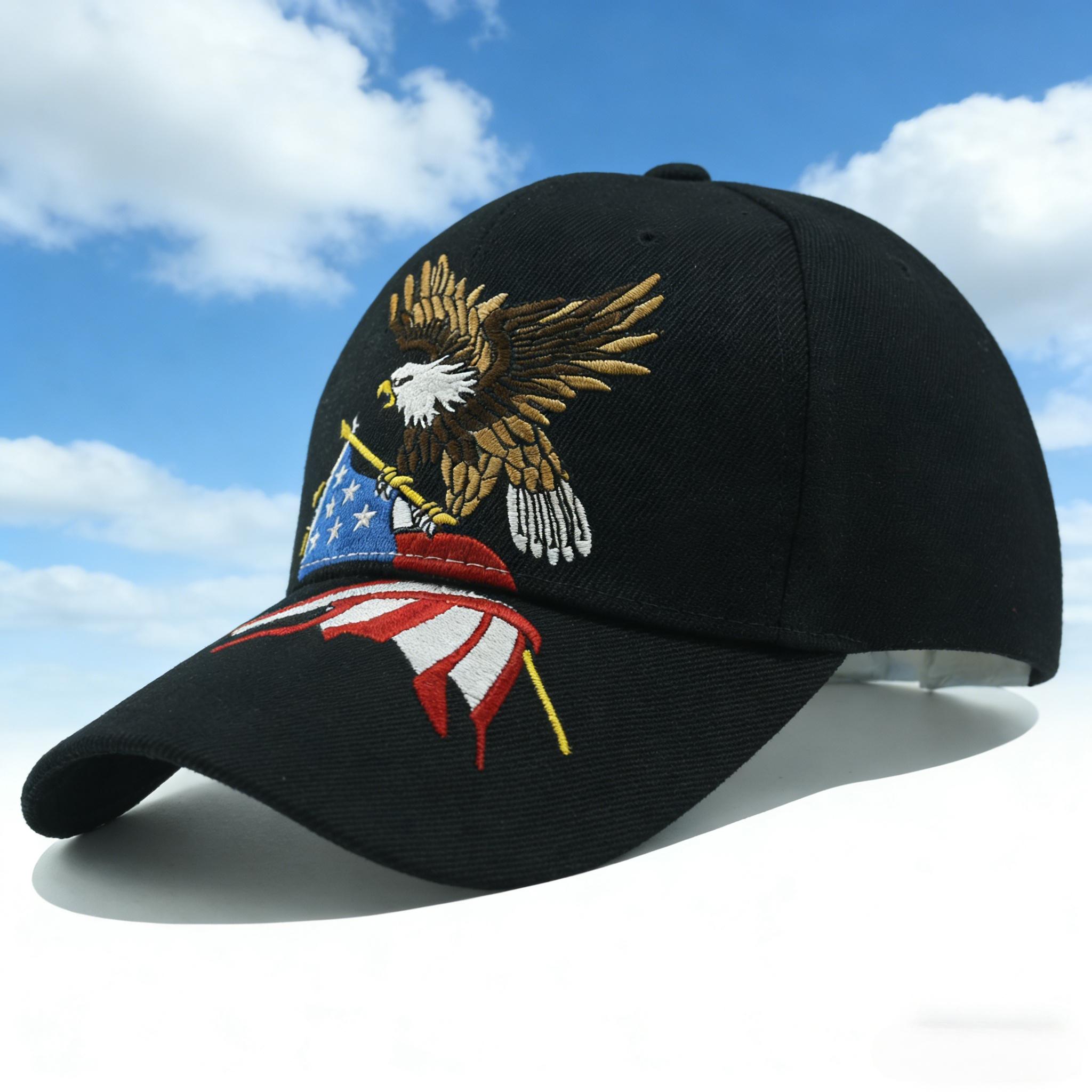 

Hot Sale USA Flag Eagle Embroidery Baseball Cap Women Fashion Casual Sun Hat UV Protection Outdoor Travel Visor Hat Adjustable чорний