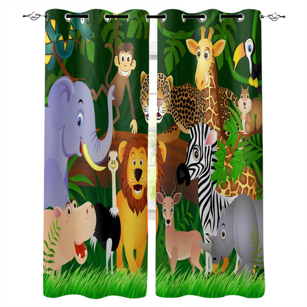 Curtain Forest Zoo Cartoon Children 3D Digital Printing High Density Blackout