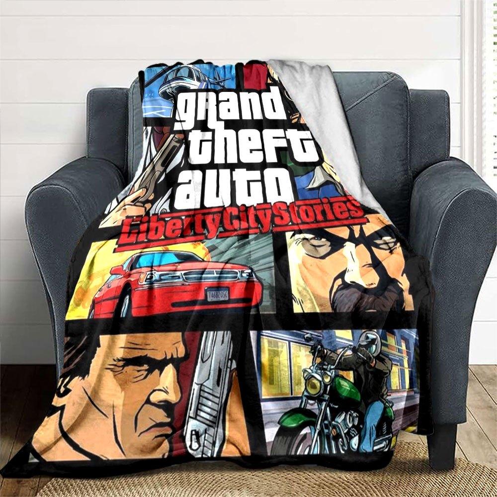 1 pezzo Coperta Morbida in Flanella Grand Theft Auto con Stampa di Designer Una coperta accogliente per tutte le stagioni, perfetta per il divano, il letto, l'ufficio