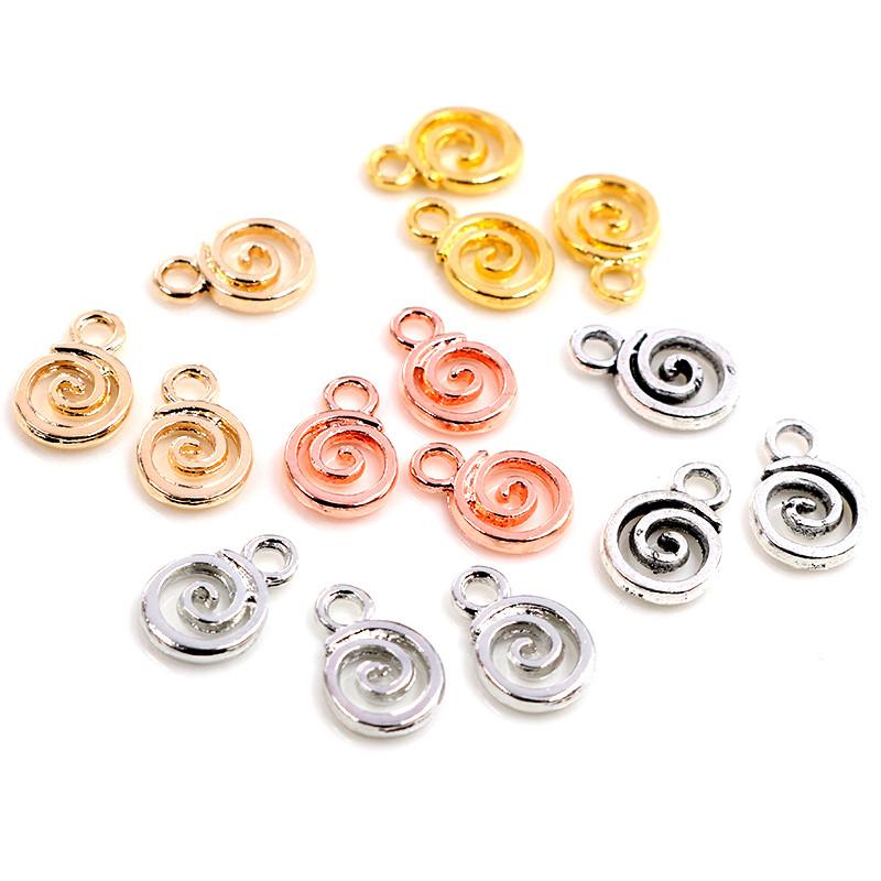 11x8mm 30pcs Antique Silver Plated Gold Colors Rhodium Swirl Handmade Charms Pendant:DIY for Bracelet Necklace