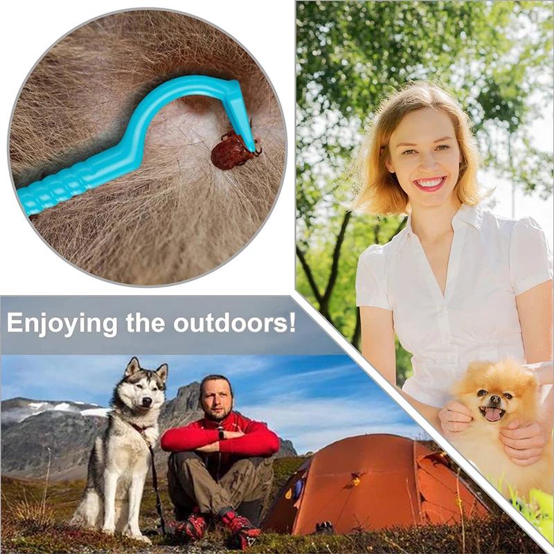 3pcs/set Pet Tick Remover Hook Plastic Flea Pull Tweezer Removal Tick Gadget Cleaning Accessaries for Dogs Cats Human