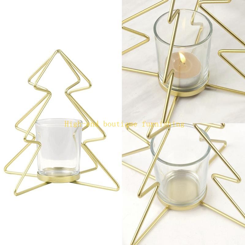  3pcs Christmas Tree Holder Iron Candlestick Stand Tealight Candlelight