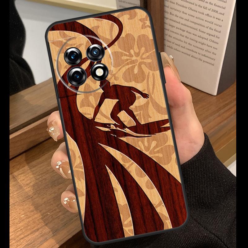 

Beach Hawaiian Faux Koa Wood Case For OnePlus Nord 5 CE 2 3 4 Lite N20 N30 OnePlus 15 R 13R 12R 10T 13T 10 11 12 13 Cover OnePlus 13R