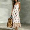 Women's Sleeveless V Neck Maxi Dress Summer Long Dress Casual Loose Fit Floral Print Bohemian Style Slip Dress