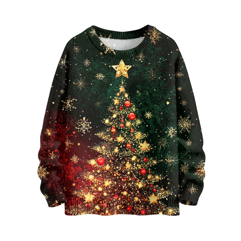 Suéteres de Natal para mulheres, suéter de malha, camisa fofa, outono, gola redonda, pulôver, tops