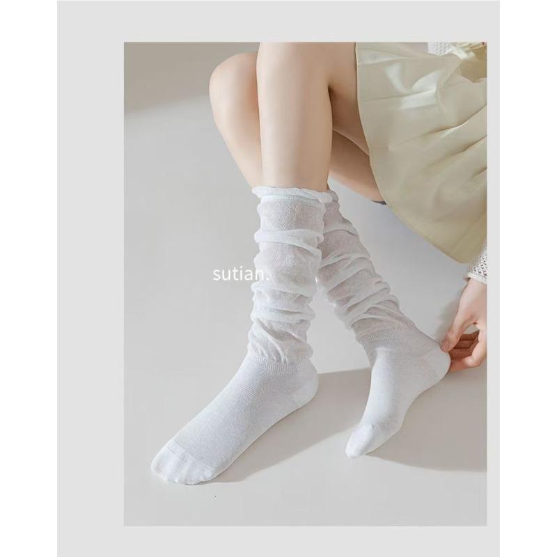 Ballet-style Socks, Women's Thigh-high Socks, Autumn and Winter Thin Lace Pile Socks, Long Socks, School Style