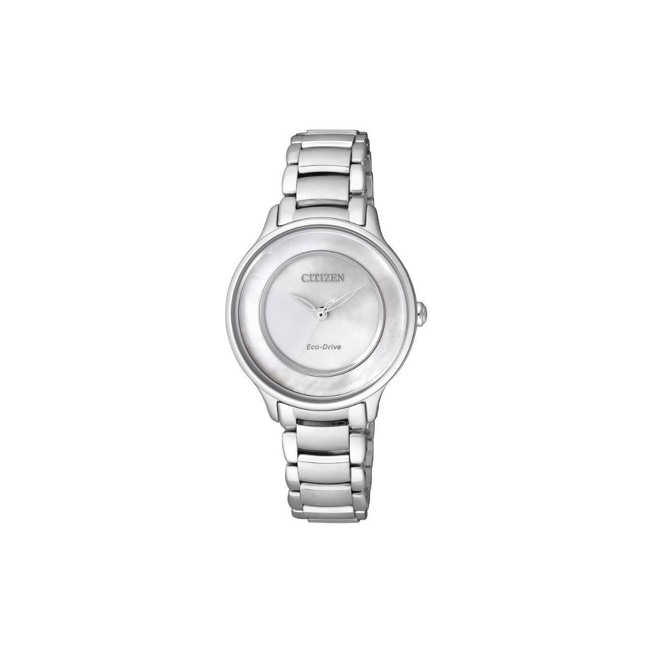 

CITIZEN 50m Water Resistant Light Powered Quartz Movement Stainless Steel Strap Watch 30.4mm Unisex EM0380-57D Silver Dial