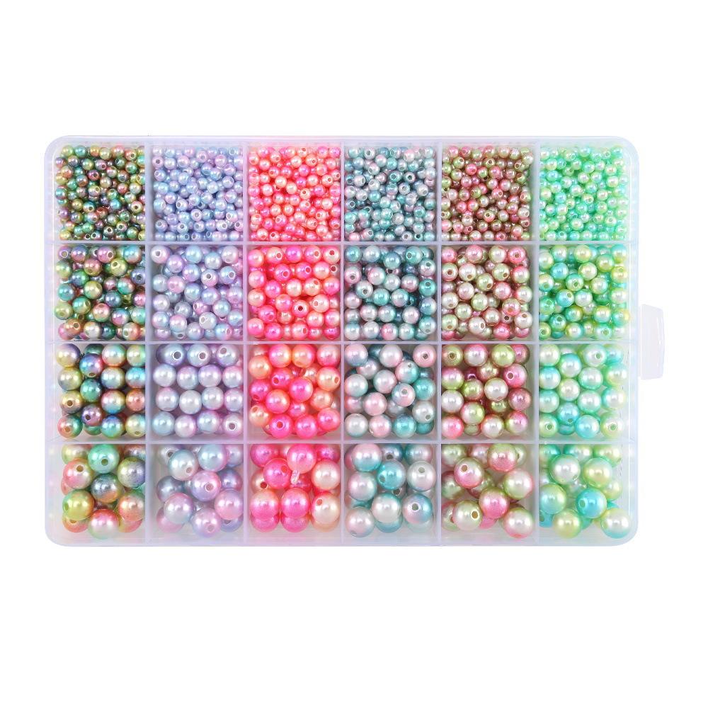 Gradient Pearls Beads Kit Rainbow ABS Pearl Beads Bracelet Making Kit for DIY Earrings Necklaces Bracelets Jewelry Making Craft