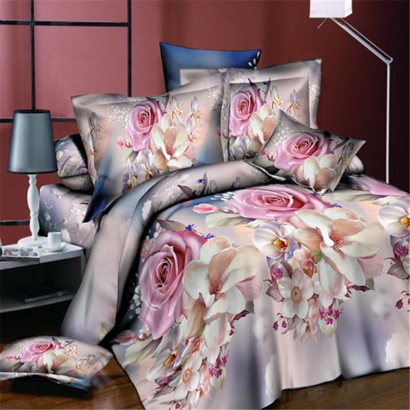 Fashion Home Decor 3D Duvet Cover Pillowcase Quilt Bedding Set Queen King Pretty Rose Flower