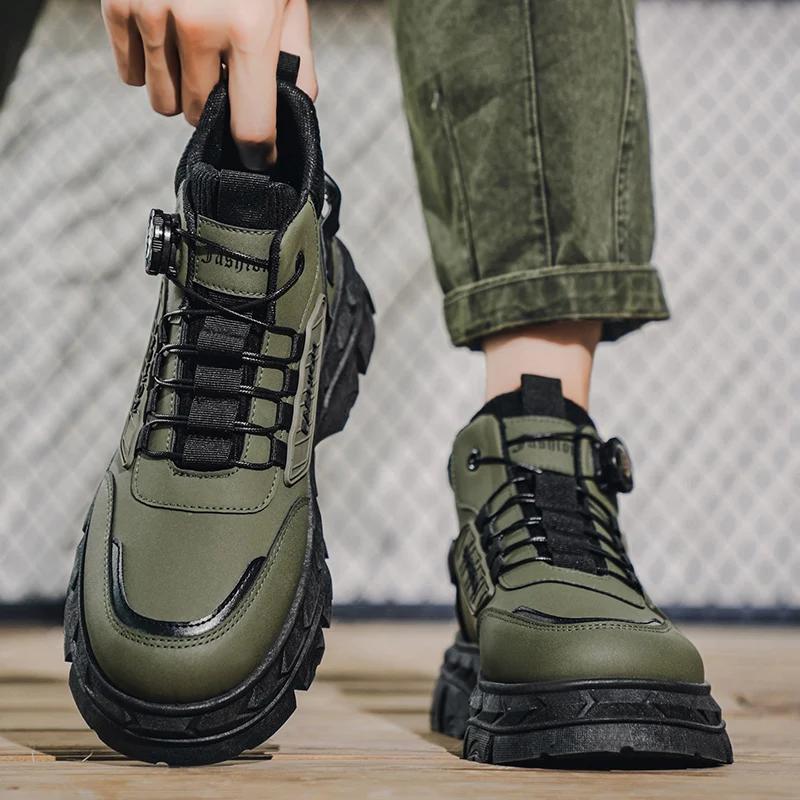 Projektant 2025 Nowe Buty Męskie Buty Codzienne Zimowe Gruba Podeszwa Skórzane Chelsea Kowbojskie Outdoorowe Do Pracy Do Kostki Sportowe