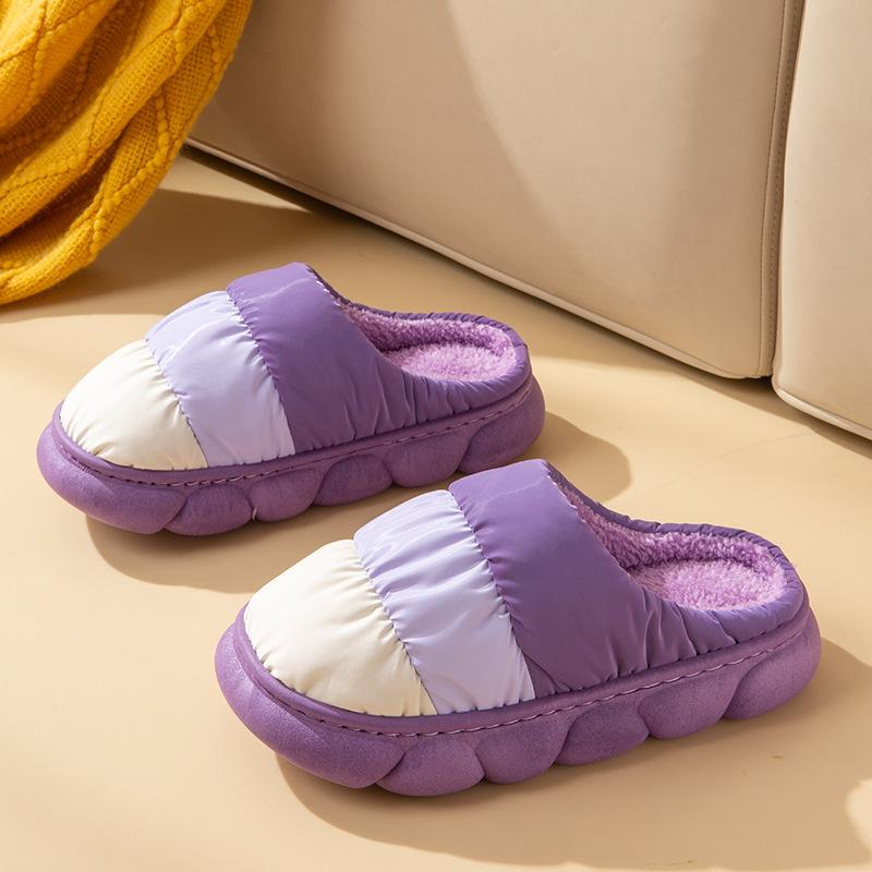 2025 Cixi Cotton Slippers Wholesale Waterproof Indoor Down Warm Plush Thick Bottom Cotton Drag Winter