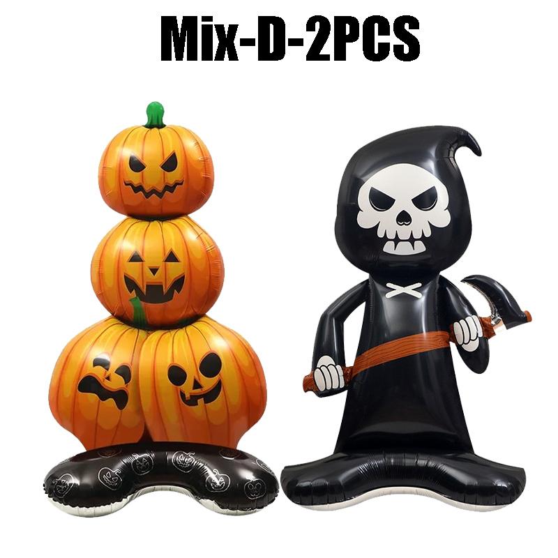 Halloween Inflatable Pumpkin Tree Standing Large Foil Balloon Happy Witch Ghost Grim Reaper Party Decor Supplies