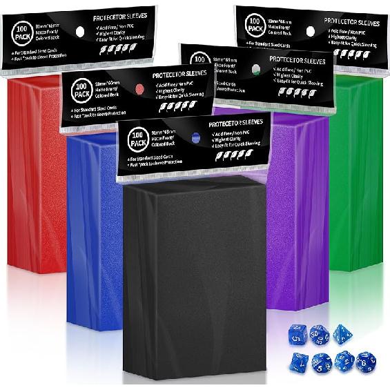 500 Count Card Sleeves for Trading Cards, Matte Deck Guard Card Sleeves, Card Protectors Sleeves for MTG, Baseball/Sports Cards, Yugioh Card, Game 5 Colors