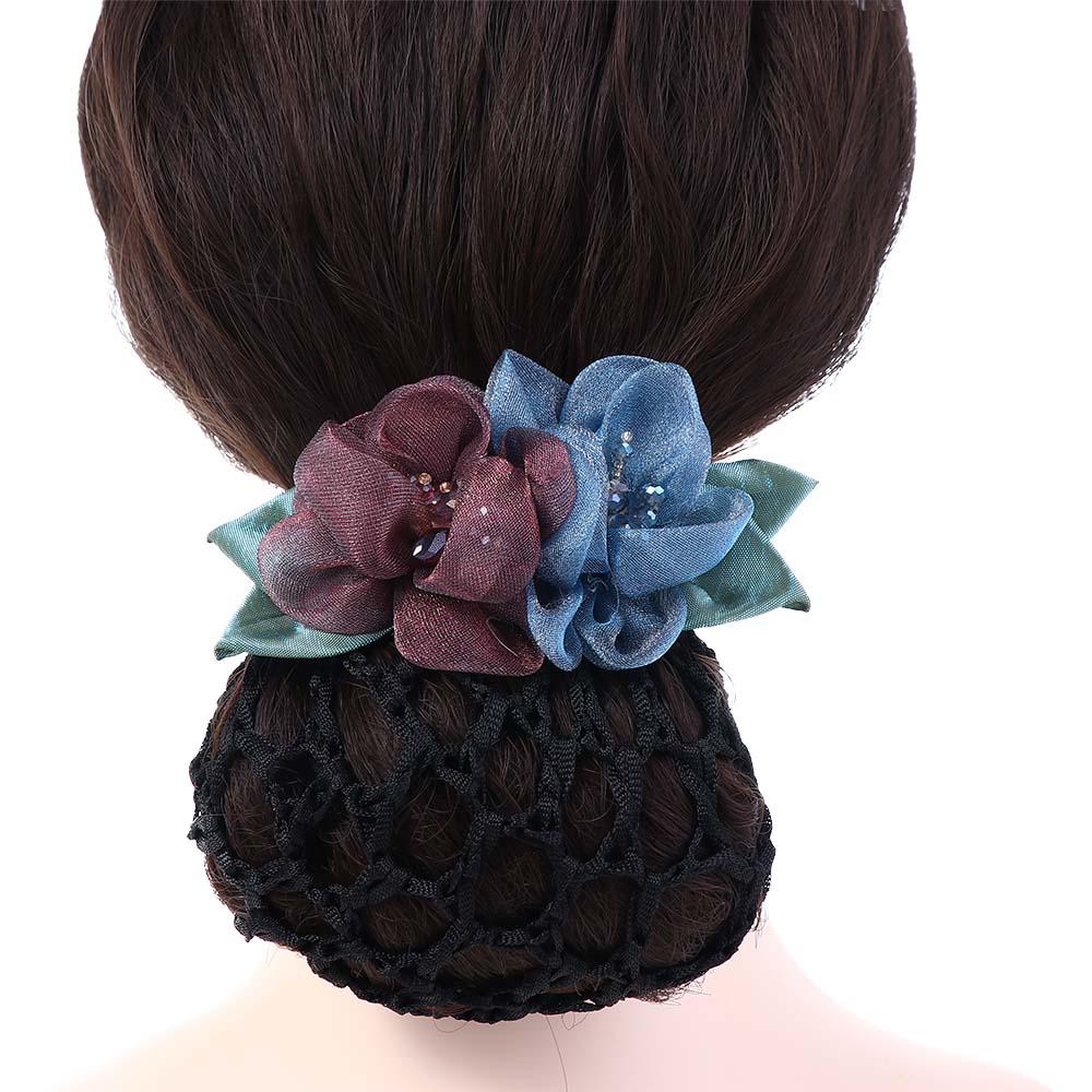 Day Gift Mesh Flower Flower Bun Net Snood Hair Accessories Women Hairpin Korean Style Headdress