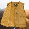 Autumn Winter Padded Warm Vest Men's Diamond Check Shoulder Undershirt Workwear Corduroy V Neck Jackets Men Clothing Large Size