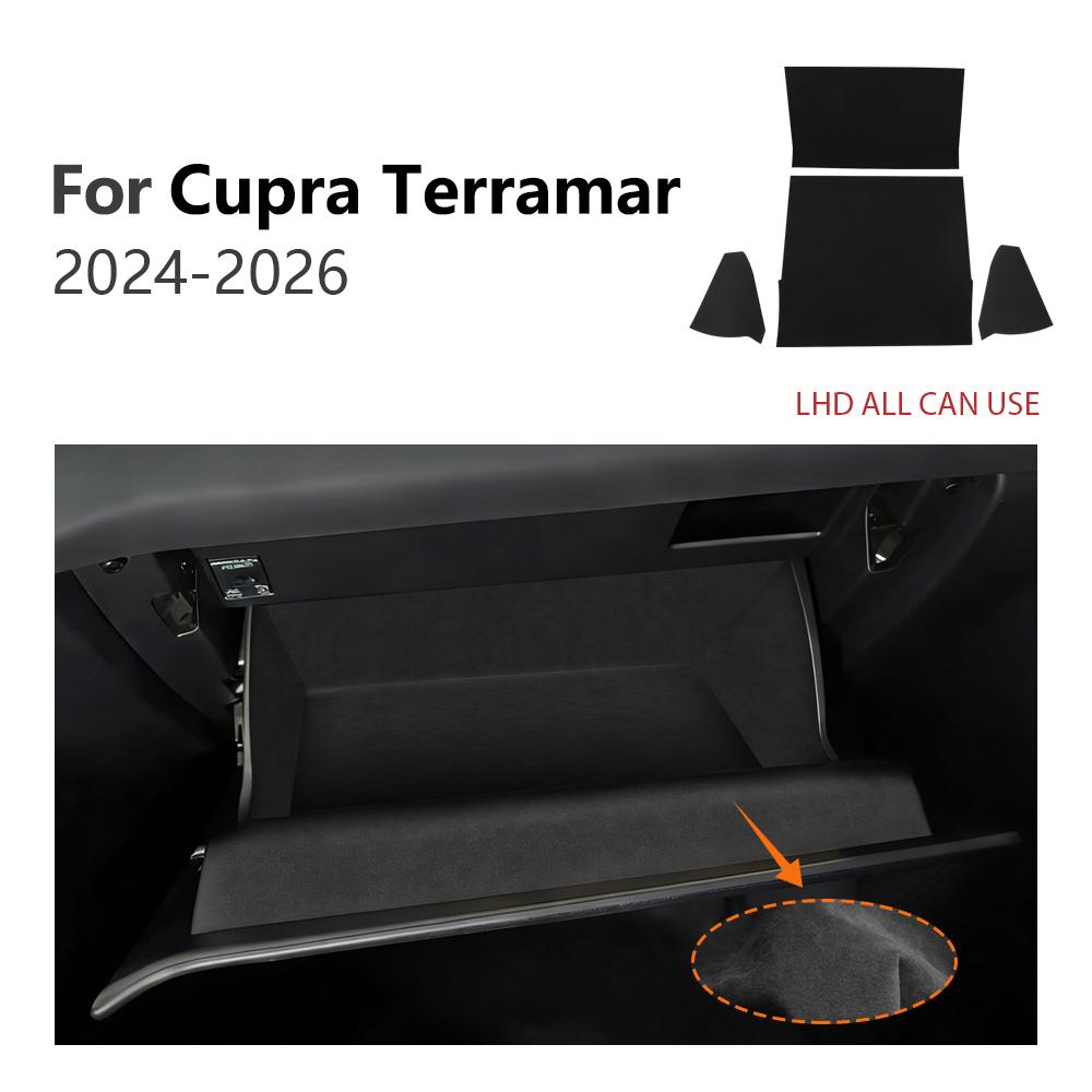 Top Suede For Cupra Terramar 2024 2025 2026 LHD RHD Car Front Rear Doors Map Pocket/Co-Pilot Toolbox Sticker Interior Trim