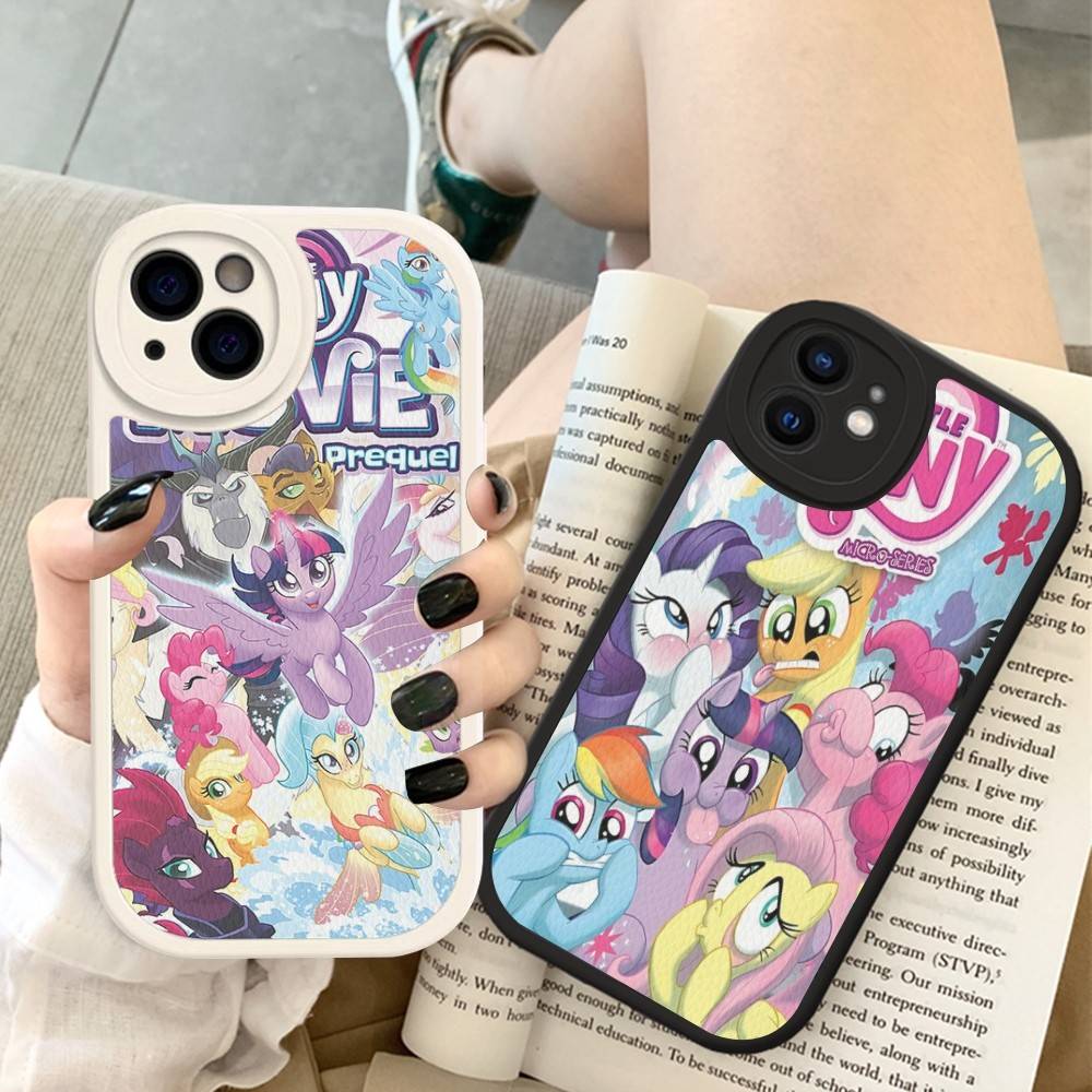 Cute M-My Cartoon P-Pony L-Little Phone Case For IPhone 16 15 14 11 12 13 Pro Max Plus Back Leather Shell