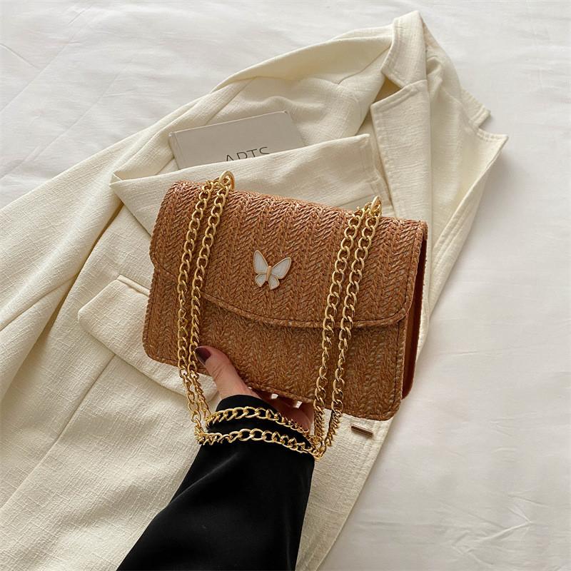 Trendy Korean-inspired Woven Shoulder Bag Perfect For Summer Outings Brown