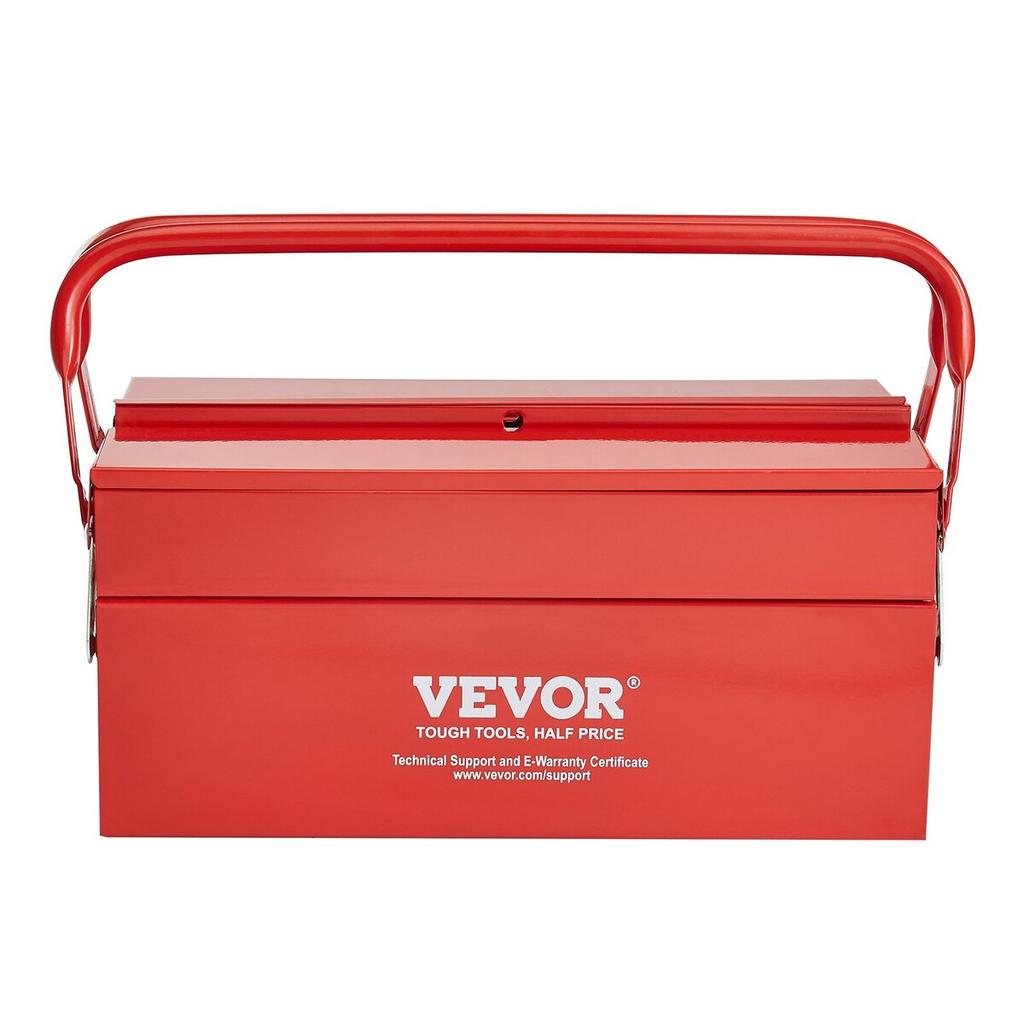 Tool Box 14-inch 2-Tier 3-Tray Folding Cantilever Toolbox with Handle