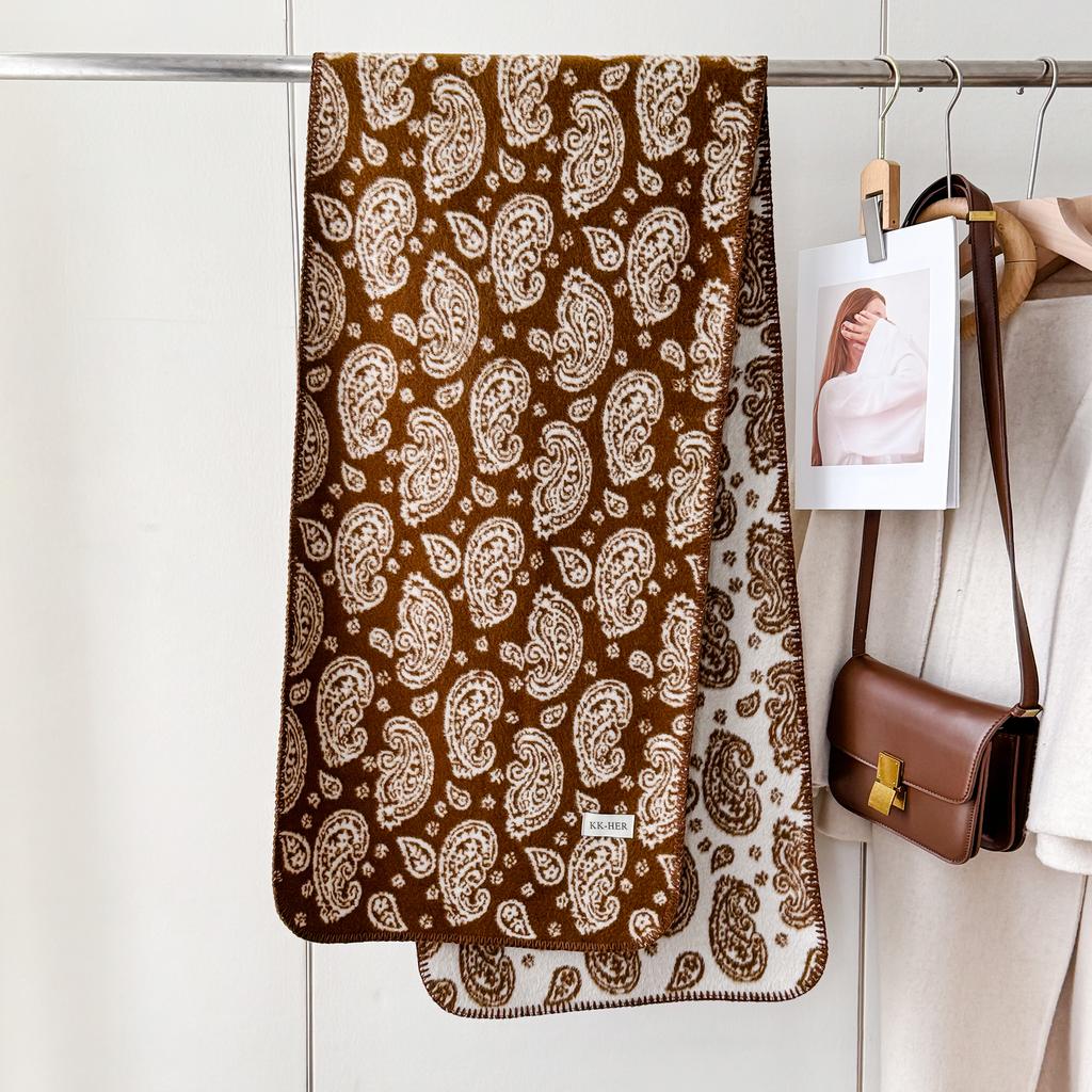 Thick Warm Winter Cashmere-Like Scarf for Women - Luxury Paisley Print Shawls Wraps, Lady's Travel Stole & Fashion Bufanda