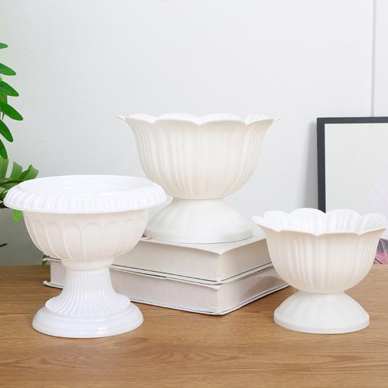 Runder Mini-Blumentopf aus Kunststoff Vintage Schreibtisch-Pflanzenbehälter für Kräuter Entwässerung Bereit Innen Außen Pflanzgefäß für Zuhause Büro Garten