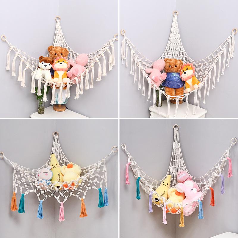 Kinderpoppen opbergnet Muppet hangmat Prinseskleur geweven Organizer