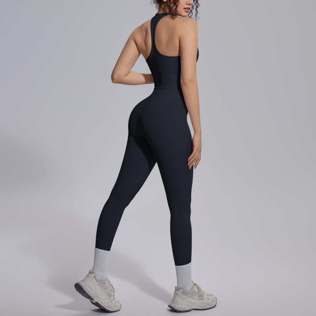 New Solid Color Double-sided Brocade Tight Back Yoga Suit Set, Sports Running Fitness Yoga Suit Two-piece Set