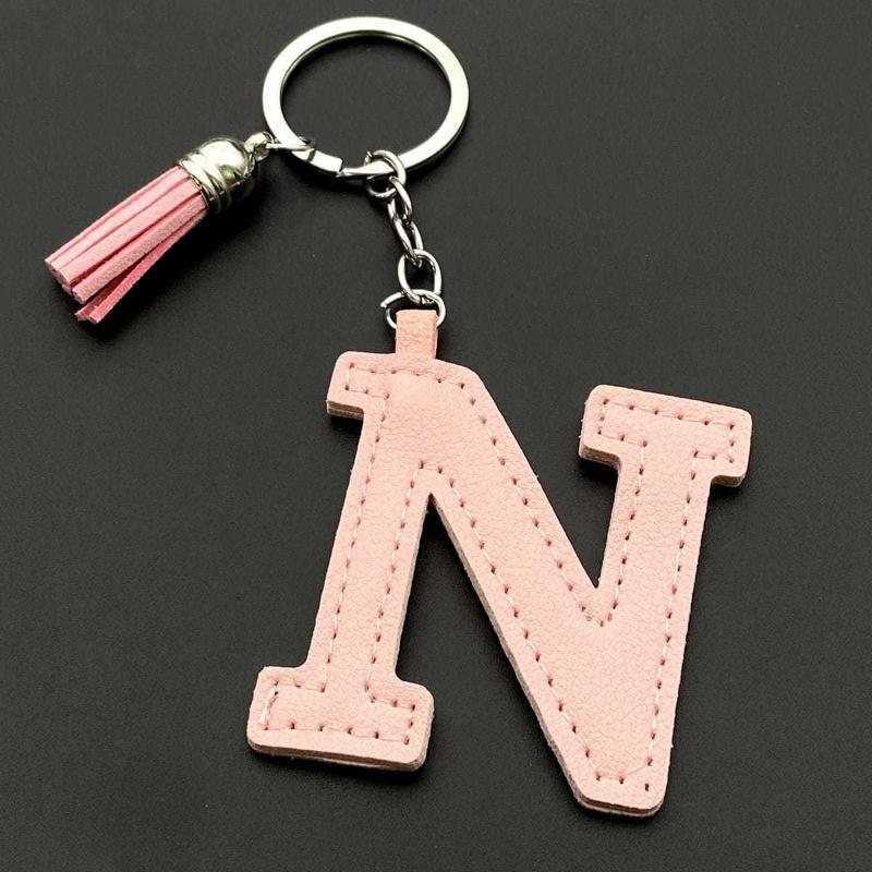 26 Initial English Letter Pu Leather Tassel Pendant Key Chain Bag Charm Women Birthday Gift