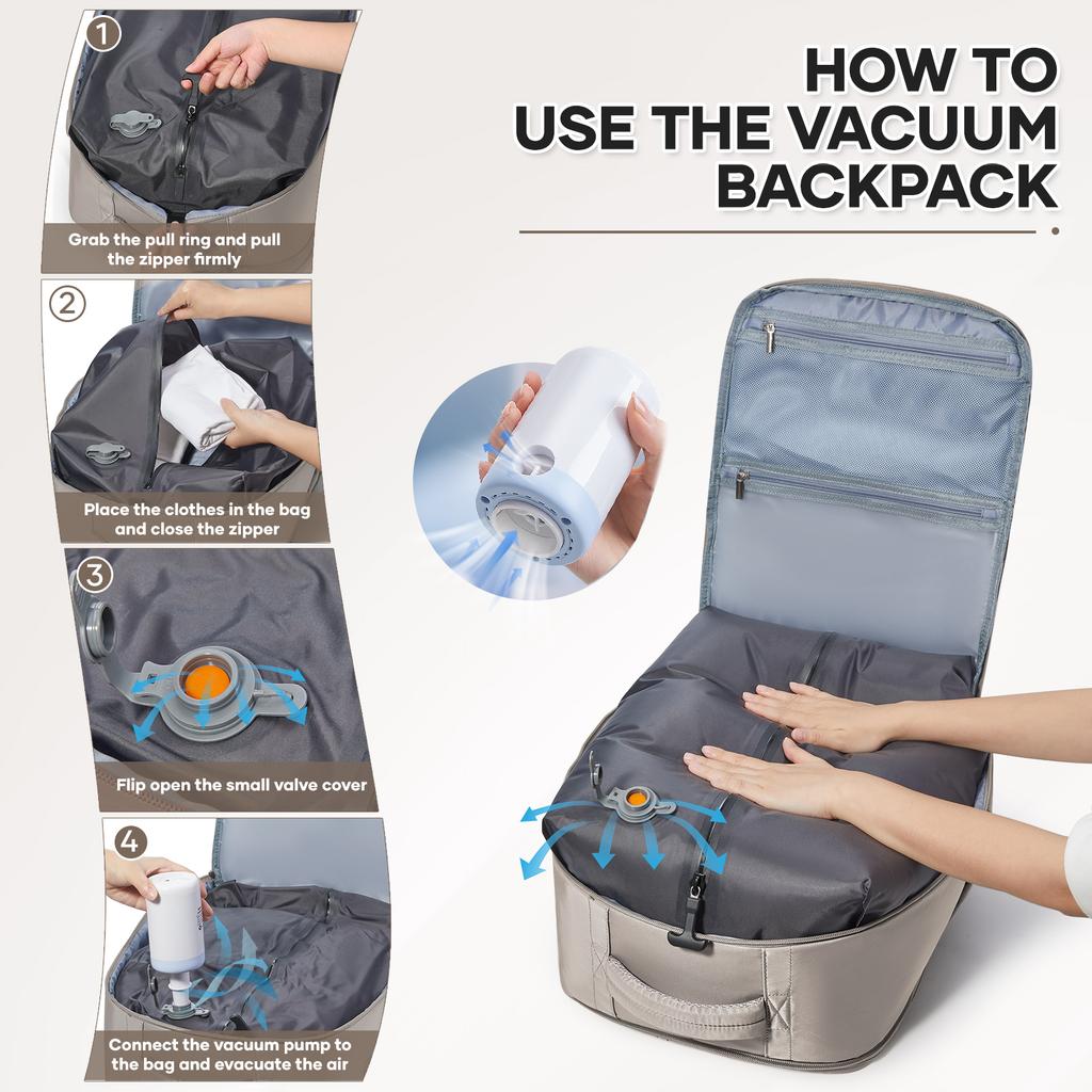 Wanderrucksack mit großem Fassungsvermögen und Vakuum-Kompressionsfach, langlebiges Nylon, ideal für Damen-Reiserucksack, Air-Rucksack