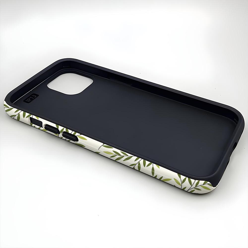 Fresh willow leaf pattern mobile phone case iPhone11 glossy texture protective case Apple 17 two-in-one magnetic film case