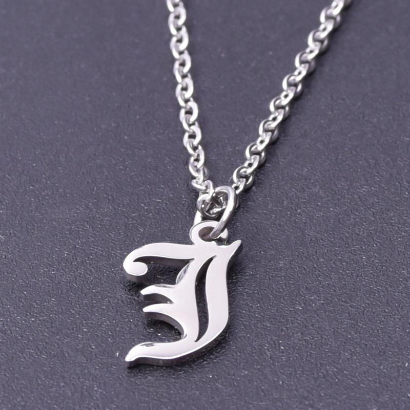 2pcs Stainless Steel Initial Necklace For Men Women Chain Old English Pendant 26 Letters Statement Necklaces Jewelry Couple Gift