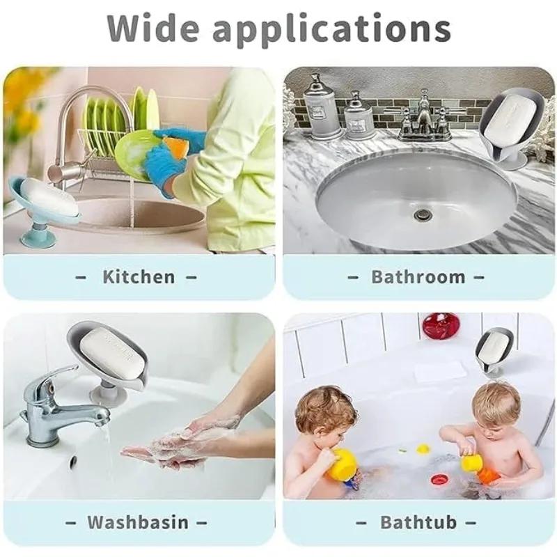 Soap Box Self Draining Soap Dish Holder Easy Clean Soap Dish Leaf Shape Soap Box Tray Soap Dish Bathroom Wash Basins Accessories