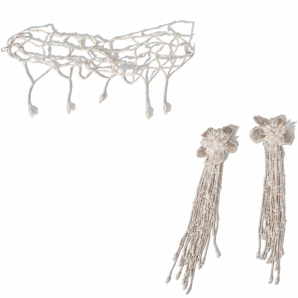 French Style Bridal Headband Lace Wedding Headgear Fringed Hairpin Lace Floral Net  Wedding