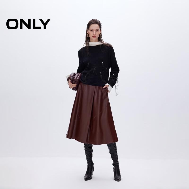 ONLY 2025 Spring Rhinestone Boat Neck Knit Sweater